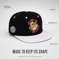 Casquette Snapback Bicolore Noir et Blanc 6 Panneaux avec Patch Brodé Casquette de Baseball Logo Personnalisé Chapeau Hip Hop pour Marques Streetwear