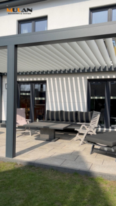 Pergola bioclimatique motorisée moderne <span class=keywords><strong>MULAN</strong></span> pour extérieur, imperméable, résistante au vent, avec lames orientables, gazebo en aluminium, pavillon, garantie 3 ans - Product Image 6