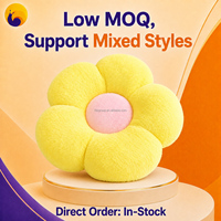 Coussin en peluche fleur jaune en stock, coussin de siège doux marguerite, faible MOQ, couleurs mélangées, décoration de canapé, siège au sol, fournisseur en gros