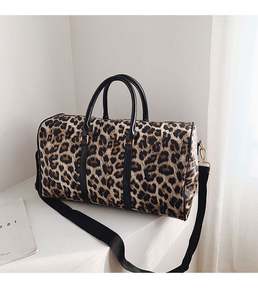 Leopard Printing PU Leather Travel Totes <b>Ladies</b> Big <b>Overnight</b> Weekend <b>Bags</b> Leopard Print Waterproof Travel Duffle <b>Bag</b> with Strap - Product Image 3