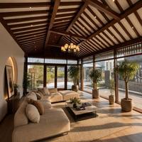 Véranda en bois massif de chêne rouge haut de gamme HUACAI, style traditionnel chinois, avec jointure à mortaise et tenon, pour jardin, salon de thé, serre en verre, villa