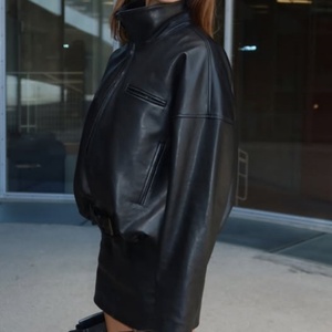 Chaqueta Bomber de Cuero Personalizada para Mujer, Chaqueta de Cuero con Cremallera, Chaqueta de Cuero al por Mayor, Chaqueta de Cuero Estilo Racer OEM - Product Image 2