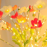 Lampu LED Ranting Bunga Tulip Mawar Plum untuk Vas Meja Pot Bunga Dekorasi Natal Liburan Pesta Pernikahan Ruangan