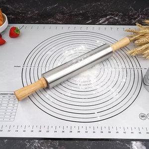 Mattarello antiaderente in acciaio inossidabile manico in legno utensili per la cottura <span class=keywords><strong>Pasta</strong></span> fondente mattarello - Product Image 5