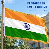 Drapeau Indien Personnalisé Rapide 3x5FT avec Bordure Dorée, Résistant aux UV, Couleurs Vives, Bannière Indienne avec Œillets en Laiton