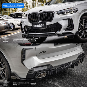 YICKU nouveauté pour BMW <span class=keywords><strong>X3</strong></span> G01 X3M G08 LCI <span class=keywords><strong>2023</strong></span> + mise à niveau SOOQOO Style sec en Fiber de carbone Kit de carrosserie avant lèvre arrière grille de diffuseur - Product Image 5
