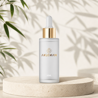 Flacon de sérum en verre givré rechargeable de 30 ml, étanche, avec bouchon compte-gouttes en aluminium doré pour huile cosmétique