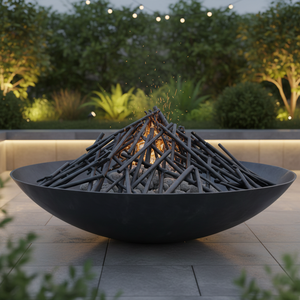 YIJIE Moderna Braciere a Gas in Acciaio al Carbonio 60/80/100cm con Design a Nido d'Uccello, Tavolo Braciere Senza Fumo per Esterni e Patio - Product Image 1