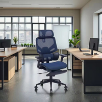 Chaise ergonomique moderne confortable et respirante entièrement en maille avec soutien lombaire réglable