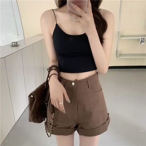 Tops cortos de seda helada para mujer, top sexy de verano sin costuras, chaleco sin espalda, top tubo, ropa interior, camisola con sujetador acolchado - Product Image 2