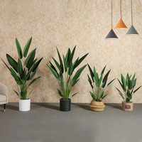 Plante artificielle bonsaï à Double tige, 1 pièce, décoration de jardin d'intérieur, arbres verts en pot, banane