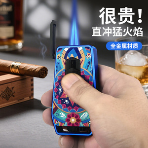 Briquet coupe-vent Baicheng à flamme directe, rechargeable au butane, en métal, pour voyage, cigares et accessoires de moxibustion - Product Image 1