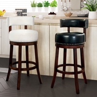 Cuisine à dossier haut tifted pu cuir tissu nordique en bois massif barre outil chaise pour bar à petit déjeuner jambe en bois