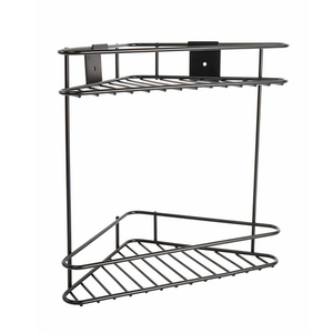 Panier de douche double coin Chrome Evo noir mat 31 cm de longueur, étagère de rangement pour salle de bain - Product Image 1