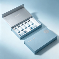 Boîte cadeau rigide pliable personnalisée avec dorure à chaud, impression UV sélective et insert en EVA sur mesure pour l'emballage de sérums et ampoules de soin.