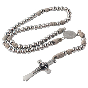 स्टेनलेस स्टील 8mm मोती <span class=keywords><strong>Paracord</strong></span> चांदी स्टेनलेस स्टील वर्जिन मैरी केंद्र के साथ माला और St. बेनेडिक्ट ईद्भास के लिए पुरुषों - Product Image 4