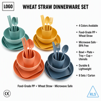 Paille de blé PP ensemble de vaisselle bol assiette plateau tasse ustensiles écologique biodégradable sans BPA vaisselle de cuisine réutilisable