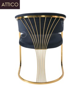 เก้าอี้รับประทานอาหารสีทองเบาะหรูหราเก้าอี้เท้าแขนสแตนเลสโลหะสีทองห้องนั่งเล่นเก้าอี้รับประทานอาหารสำเนียงสำหรับบ้านและโรงแรม - Product Image 5