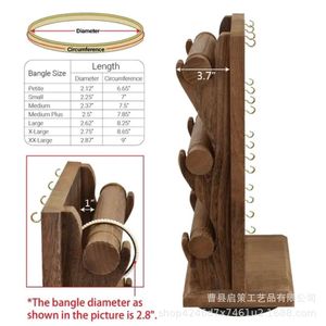 Présentoir à bijoux en bois massif de 17 pouces, organisateur rotatif à 360 degrés pour bracelets et attaches pour cheveux - Product Image 5