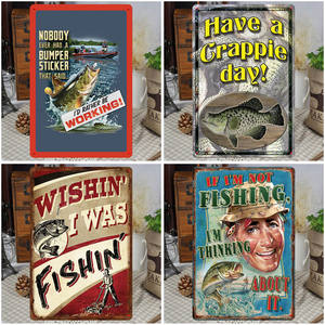 ป้ายโลหะวินเทจ ภาพพิมพ์ติดผนัง ตกแต่งบ้าน ห้องรับประทานอาหาร ขนาด 20x30 ซม. สไตล์เรโทร ตกแต่งผนังลายตกปลา - Product Image 2