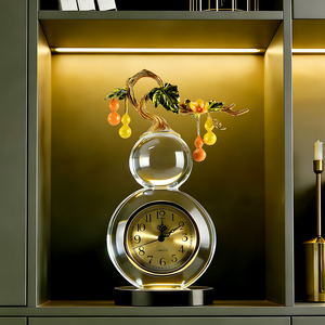 Horloge de bureau en cristal « Cinq Bénédictions » en forme de gourde, ornement créatif pour salon, entrée, meuble TV, cave à vin - Product Image 4