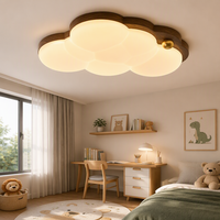 Lampu Plafon LED Warna Walnut Vintage Model Awan untuk Kamar Tidur, Kamar Anak, Ruang Belajar