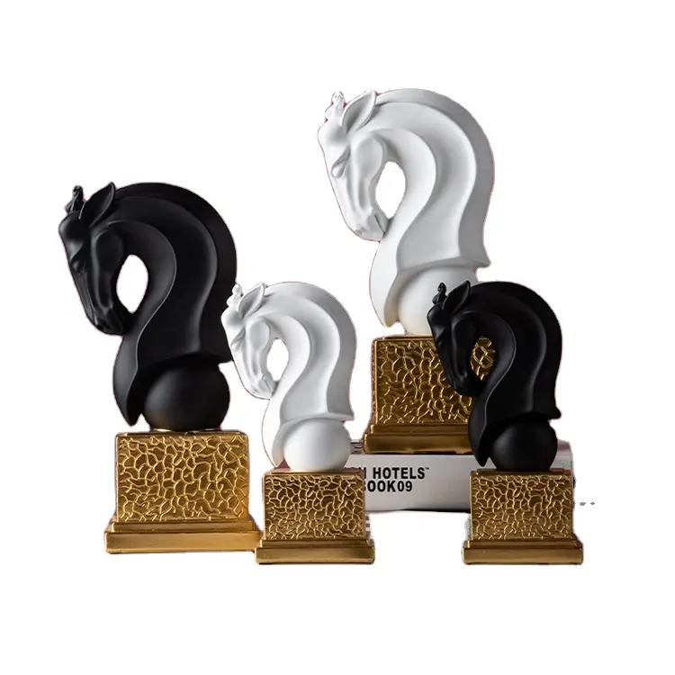 تمثال فريد لرأس حصان من الراتنج مُصمم على شكل حيوان يُستخدم كزينة للمنزل أو على الطاولة
