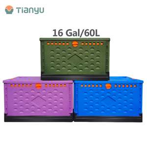 Caisse utilitaire pliable T750K robuste de 60 L, poignées réglables, capacité de 45 kg, matériau PP imperméable, noir - Product Image 1