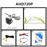 Caméra de recul universelle pour voiture AHD avec fonction de marche arrière, vision nocturne HD 1080P, étanche, guide de ligne dynamique, DC 12V