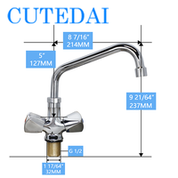 Beste Messing verchromt 9 Zoll Höhe Einloch 32mm Industrial Style 2 Handgelenk Griff Küchen armatur für Krankenhaus küche
