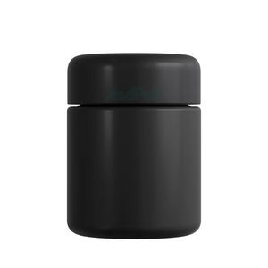 3 Oz Glass Child Resistant Medicine <b>Jar</b> with Matte Black Plastic Lid Customizable Color & Printing - Product Image 1