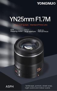 Objectif d'appareil photo <span class=keywords><strong>YONGNUO</strong></span> YN25mm F1.7M à focale fixe, mise au point automatique/manuelle, grande ouverture, monture Micro 4/<span class=keywords><strong>3</strong></span> pour appareils photo Panasonic et Olympus - Product Image 2