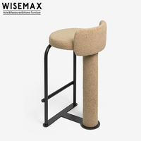 WISEMAX FURNITURE Chaise de bar design moderne pour la maison cadre en acier inoxydable chenille tissu siège éponge tabouret de bar pour café boutique