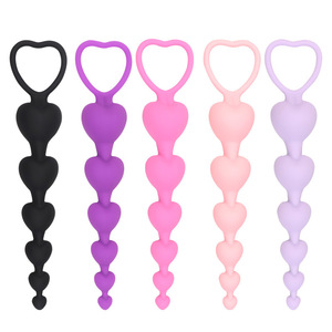 6 perline Anal Plug cuore grandi palline anali in Silicone giocattoli a forma di ano G-Spot stimolanti le spine per adulti giocattoli sessuali coppia di donne <span class=keywords><strong>Sexy</strong></span> - Product Image 1