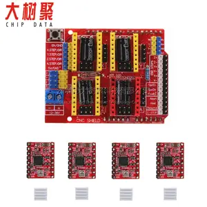 CNC Shield V3 Engraving Machine Expansion Board Kit Red A4988 Driver with Heat Dissipation