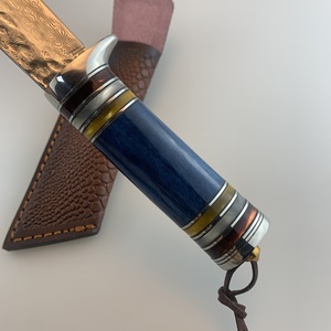 Làm bằng tay nhỏ thẳng Damascus thép dao mô hình thép ngoài trời hoang dã sinh tồn săn bắn dao Rèn - Product Image 3