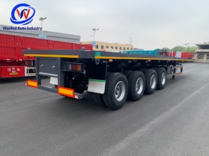 Semi-remorque à plateau plat en acier de haute qualité à <span class=keywords><strong>4</strong></span> <span class=keywords><strong>essieux</strong></span>, <span class=keywords><strong>porte</strong></span>-conteneurs de 60 tonnes - Product Image 2