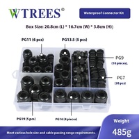 Kit de presse-étoupe en nylon étanche IP68, assortiment de 6 tailles, filetage métrique PG, pour usage extérieur, avec étui de rangement, 11-20 AWG
