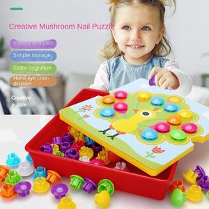 Meilleur cadeau <span class=keywords><strong>de</strong></span> Noël : <span class=keywords><strong>Jeu</strong></span> enfichable Aijh pour enfants, puzzle <span class=keywords><strong>de</strong></span> <span class=keywords><strong>clous</strong></span> champignons, 10 emplacements colorés, 46 perles, apprentissage sensoriel précoce pour les professionnels - Product Image 2