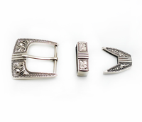 Boucle de ceinture automatique en alliage de zinc sculpté rétro de 40 mm, style cowboy, avec logo imprimé par transfert thermique, concho moulé plaqué.