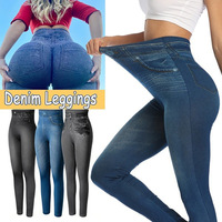 Leggings en jean skinny taille haute en coton pour femme, effet push-up, coupe ajustée, durables, doux, prix d'usine, vente chaude, pour fêtes de Noël