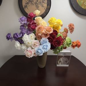 Bouquet de pivoines et roses artificielles Junheyuan, arrangement de fleurs en soie 8 pièces pour mariage, décoration intérieure, style luxe léger - Product Image 1