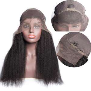 Прямая Заводская цена, натуральные Камбоджийские необработанные человеческие волосы Yaki, прямой парик, поставщик, бесплатные образцы, человеческий кружевной передний парик с детскими волосами - Product Image 3