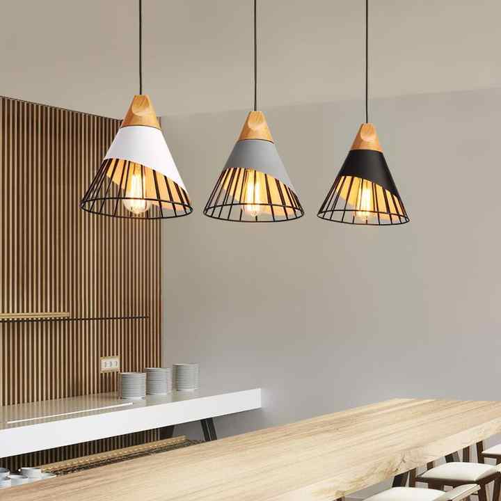 Modern Nordic Style Pendant Lamp Warm White Wood Aluminum Hanging Light Fixture 3000K CCT for House Chandeliers Pendant Lights
