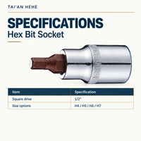 Soket Hex Bit 1/2 Inch Drive Hex Key Socket H4 H5 H6 H7 Alat Tangan Metrik