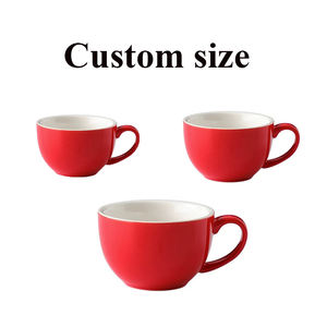 SWT Logo personnalisé Cappuccino Espresso 350ml 220ml 80ml Ensemble de tasses à café et soucoupes en céramique colorée mate brillante - Product Image 3