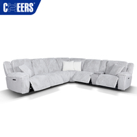 MANWAH CHEERS Electric Fabric Weiße Kissen Recliner Schnitts ofa Set mit Power Kopfstütze und Aufbewahrung sbox für Wohnzimmer Sofa
