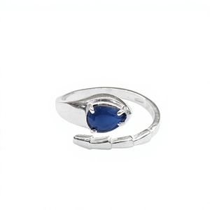 Luxury 925 Sterling <b>Silver</b> <b>Adjustable</b> Blue Sapphire <b>Ring</b> Handmade Teardrop Cut Gemstone Designer Jewelry Collection - Product Image 1