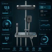 Ensemble de douche thermostatique intelligent à affichage numérique LED, avec étagère de rangement, pour salle de bain, vente en gros, personnalisable OEM/ODM