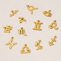 Pendentif en acier inoxydable plaqué or avec les 12 signes du zodiaque, petit breloque pour collier, bracelet, bijoux pour les fêtes